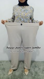 Baggy Pants Super Jumbo Knit Japan Highwaist - Celana Panjang Wanita Big Size