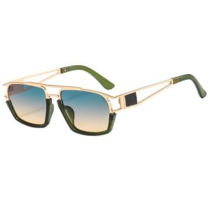 New Arrival Europe and America Cross Border Square Frame Sunglasses Fashion UV Protection Metal Semi-Rimless Sunglasses Men Women All-Match Glasses