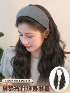 Womens Dream Ling Hairband Wig Integrated Half Head Cover Simulation Hair Wave Pattern Full Head Cover Sweet Style Long Curling Hair