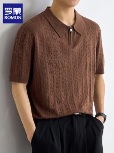 ROMON | Embroidered Knitted Thin T-shirt Polo Shirts