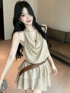 GUZILIAN | Đầm Ngắn Dây Kéo