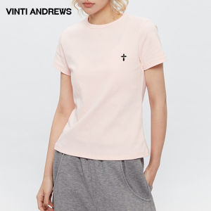 Shoulder Fit Slim Solid Color Round Neck Short Sleeve T-Shirt