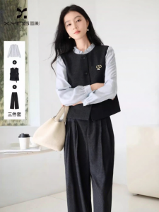 XIANGYING | Bộ Đồ Nữ Công Sở Dài Tay Áo Vest Quần Thu