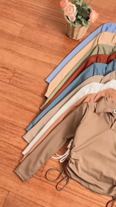 atasan wanita terbaru /Longsleeve Korea fit body // Baju Atasan Wanita berkerah polo bahan rib rajut