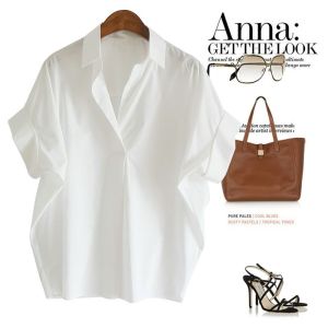 Stylish New Loose Batwing Collar Polo Style Summer Shirt