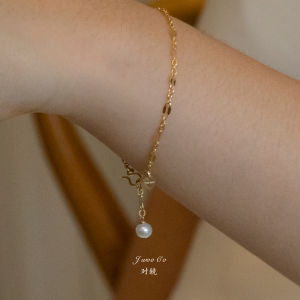 JWOOCO Original 14K Gold Plated Natural White Crystal Lace Simple Lightweight Bracelet for Women Washable Fashion Jewelry