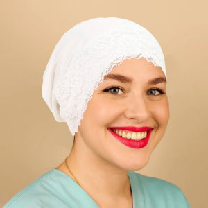 New Solid Color Lace Turban Cap Muslim Fashion Soft Strech Women Hijabs Ladies Head Scarf Head Wrap Hijab Scarf