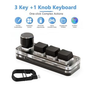 USB Macro Mechanical Keyboard 3 Keys 1 Knob RGB Mini Gaming Custom Switch Programming Knob Portable Keypads For Photoshop