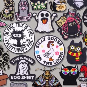 การ์ตูนตลก/สัตว์แพทช์ปักแมวผีเป็ด Patch เหล็กบนแพทช์สําหรับเสื้อผ้า thermoกาวแพทช์สําหรับเสื้อผ้า DIY