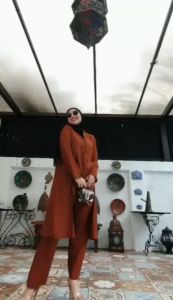 Marbela Set - One Set Wanita Long Tunik Rayon Premium Setelan Wanita Kekinian Polos Lengan Panjang LD 115 cm