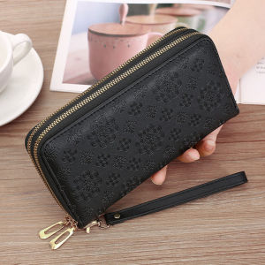 Fashionable Ladies Long Wallet Multi-Functional Leather Clutch Double Zipper Card Holder Handbag Trendy PU Leather Wallet