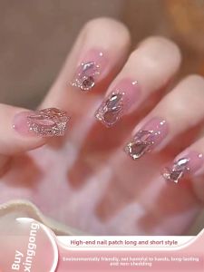 MONLEYTA | Handmade Nail Art Stickers Short Length Autumn Winter Collection Luxury Sensation Manicure False Nails Diamond Design