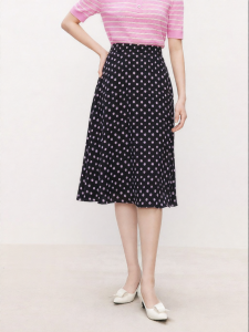 Koradior | Summer Black High Waist Mid-Length Polka Dot Skirt