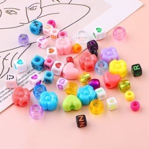 Acrylic Letters Scattered Beads Heart Flowers Beads Barrel Beads DIY Handmade Beaded Material Made Bracelet Jewelry Accessories