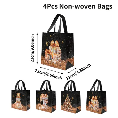 4pcs Christmas Gift Bags Christmas Party Decoration Kids Favors 2025 Xmas Santa Claus Hand Bags Navidad Natal New Year Gift 2026