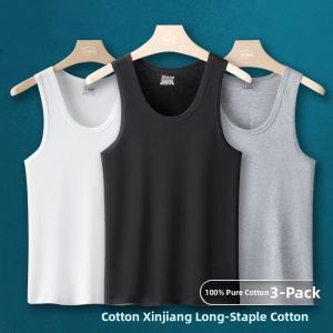 Mens Summer Vest 100% Cotton 3-Piece Set