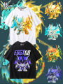 Party Dragon Soul Warrior T-Shirt Short Sleeve Pure Cotton Kids' Clothing Summer Casual Loose Fit Cartoon Anime Print Sweat Absorbent. 