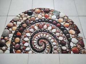 VIKAMA Giáng Sinh Ông Già Đỏ Hình Bán Nguyệt Thảm Cửa Chống Trơn Trượt Polyester Thấm Hút Thảm Mềm Hình Bán Nguyệt Trang Trí Nhà Thảm Cho Hành Lang