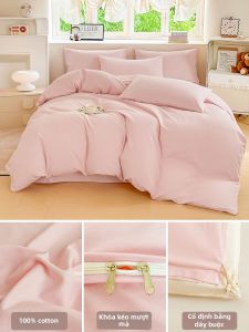 MENGWEIJUE | Bộ Drap Giường Vỏ Chăn Thô Thông Khí 100% Bông