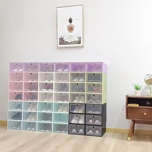 กล่องเก็บรองเท้า กล่องรองเท้า พลาสติกแข็ง กล่องใส่รองเท้า วางซ้อนกันได้ พับได้ กันน้ำ กันฝุ่น พร้อมส่งจากไทย