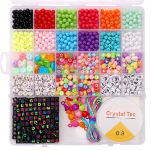ลูกปัดอะคริลิค24 + 2กล่องลูกปัดตัวอักษรและกล่องด้ายมีช่องไข่มุกผสมประมาณ1305ชิ้น/กล่องชุดลูกปัดสำหรับสร้อยคอแบบทำมือต่างหูอุปกรณ์เสริมลูกปัด