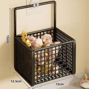 evesigar | Kitchen Garlic Ginger Storage Rack Multi-functional Wall Hanging Basket