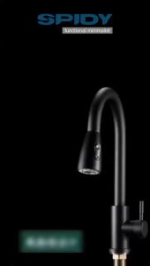 Spidy Keran Angsa Tarik Mixed Air Panas Dingin Sink Cuci Piring Stainless SUS 304 Hitam Silver