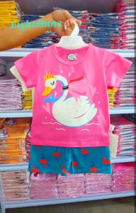 LightShine 1-7Y OLD Imported Korean Kids Wear Terno Tshirts Shorts For Girl Cotton Fabric Terno For Girl  Terno For Baby