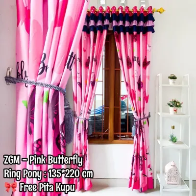 Gorden Rumbai Poni Jendela Pintu Smokring 12 Ukuran 135x220 ( Free Tali )