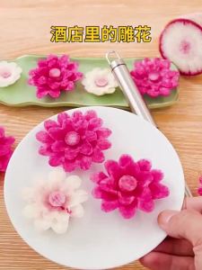 มีดแกะสลักครัวหัวไชเท้าเครื่องมือจัดแต่งทรงผมผลไม้และผักที่สร้างสรรค์เชฟโรงแรมมีดแกะสลักดอกไม้