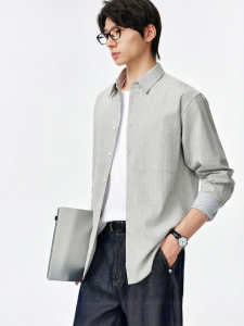 MIANXIANSHENG | Old Money Style Wool Blend Mens Shirt