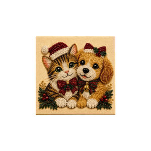 Dowmoo Christmas Diamond Painting Art Kit Cute Pattern Wooden Frame Nano Bead Canvas 3D Relief Shiny Decor DIY Craft Gift Set