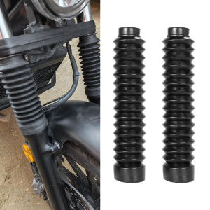 Black Motorcycle Rubber Front Fork Shock Absorbed Dust Proof Sleeve Protector Cover Damping Gaiters Gators Boots Universal
