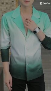 Áo sơ mi áo sơ mi nam áo sơ mi dàu tay cổ vest phối 3 màu in 3D độc đáo sắc nét cực đẹp - Phong cách thời trang chất mềm mại không phai không xù thấm thoát mát - Mã T14