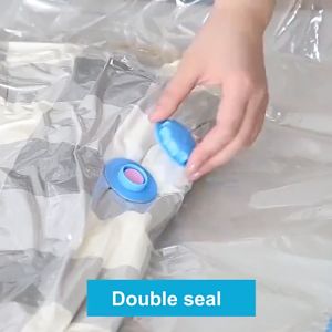 【SKIT SG】Travel Vacuum Storage Bags Space Saving Saver Sealer Sealing Compression Bags Durable Reusable Double Zipper Seal Plastic Bag Foldable Organize for Household Blankets Comforters Pillows Clothes Storage Quilts Jacket Sweater Comforter
