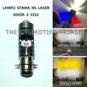 Lampu Utama H6 Led Laser Jauh Dekat High Low Senja 2 Sisi Biru - Merah / Lampu Led Motor h6 D3 Laser Putih Kuning Senja / H6 Laser / Lampu Utama Laser