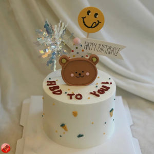 Adorable Bear Birthday Cake Decoration Boys Baby Childrens Day Festival Decoration Item Cute Bear Candle for One Year Old Boys