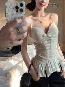 Áo Ba Lỗ Ren Gợi Cảm Cạp Cao Thiết Kế Xương Cá Áo Ba Lỗ Lót Ren Mùa Hè Cho Nữ Áo Vest Khoét Sâu Bên Trong