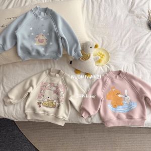 Cute Cartoon Print Crew Neck Cotton Sweater Casual