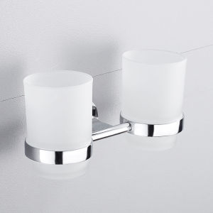 Bathroom Modern Wall-Mounted Toothbrush Holder Glass Cup Tumbler Frame Bathroom Storage Organizer Tooth Brush Cup Tools Washroom