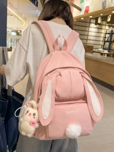 Korean Style Large Capacity Rabbit Backpack School Bag for Girls High School Junior High Students Campus Dual Shoulder Bag
