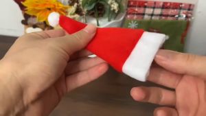 30Pcs Mini Santa Claus Hat Wine Bottle Covers Ornament Red Velvet Lollipops Caps Christmas Tableware Holder Bag New Year Xmas Party Decor