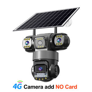 AOV LTE 4G Solar Camera With Sim Card 12MP Triple Lens Outdoor CCTV Video Camaras V380 Pro Security Protection Built in Battery