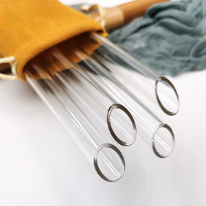 KANGBAN หลอดดูดน้ำ แบบแก้วใส ปลายเฉียง ใช้ดื่มชานม ชาไข่มุข ความยาว 20 cm glass straw