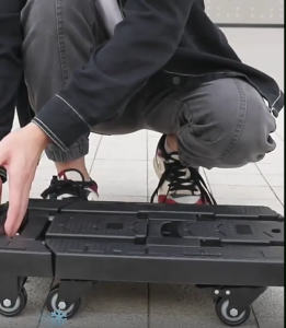 Portable 6-Wheel Flatbed Trolley | Retractable Handle Space-Saving Design