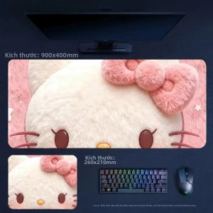 Sanrio | Tấm Lót Chuột Bằng Da Dòng Hello Kitty In Độ Phân Giải Cao Kích Thước Lớn Thoải Mái Bảo Vệ Cổ Tay Khóa Cạnh Bàn Lót