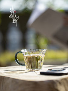 ชานมแก้ว Borosilicate ทนความร้อนสูง ชานมแบบมีจุก ชุดชา กว่างฟู่ ชานมแบบเรียบง่ายสไตล์จีน ชานมขนาดเล็ก ชานมแบบมีจุก ชานมแบบมีจุก