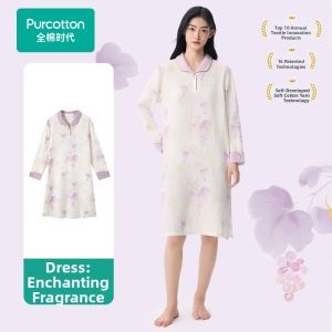 Purcotton | Cotton Sleep Dress Wrinkle Mesh
