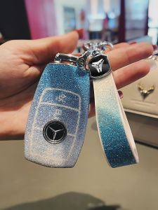 High-End Car Key Cover Shell for Mercedes-Benz E300L/C260L/GLC/e200/GLB350 PVC Material Simple Style Water Diamond Buckle