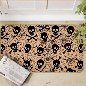 VIKAMA Cartoon Ghost Halloween Doormat Washable Non Slip Rug Indoor Outdoor Front Door Spooky Holiday Decor